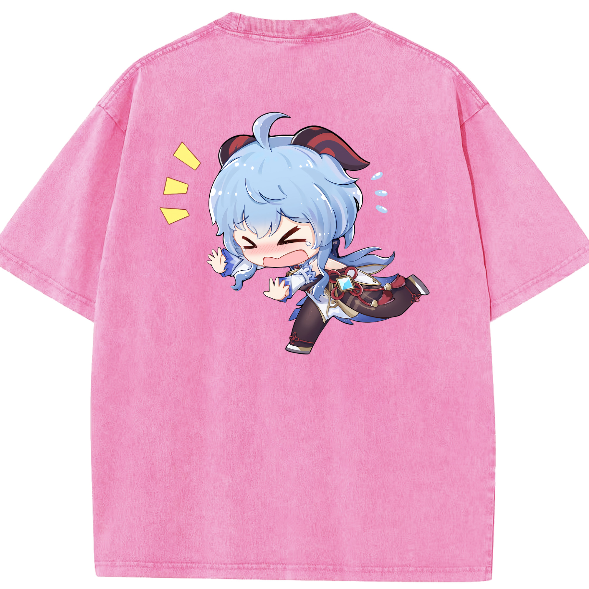 げんし神 甘雨 かんう genshin Ganyu 綿100% ヴィンテージ風 半袖Tシャツ（背面プリント）